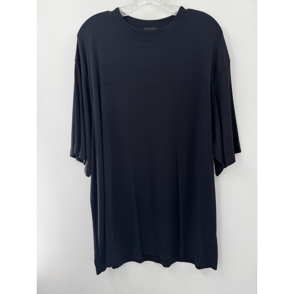 Neiman Marcus Men’s Short Sleeve Ribbed Tee Black Size XXL Made In Italy EUC